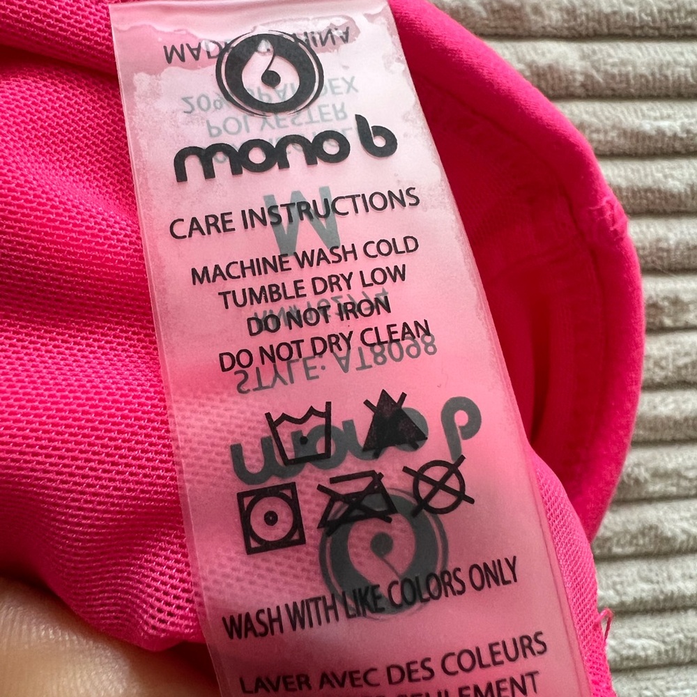 Mono B Sports Bra Rose Pink Racer Back NWT - Picture 5 of 8